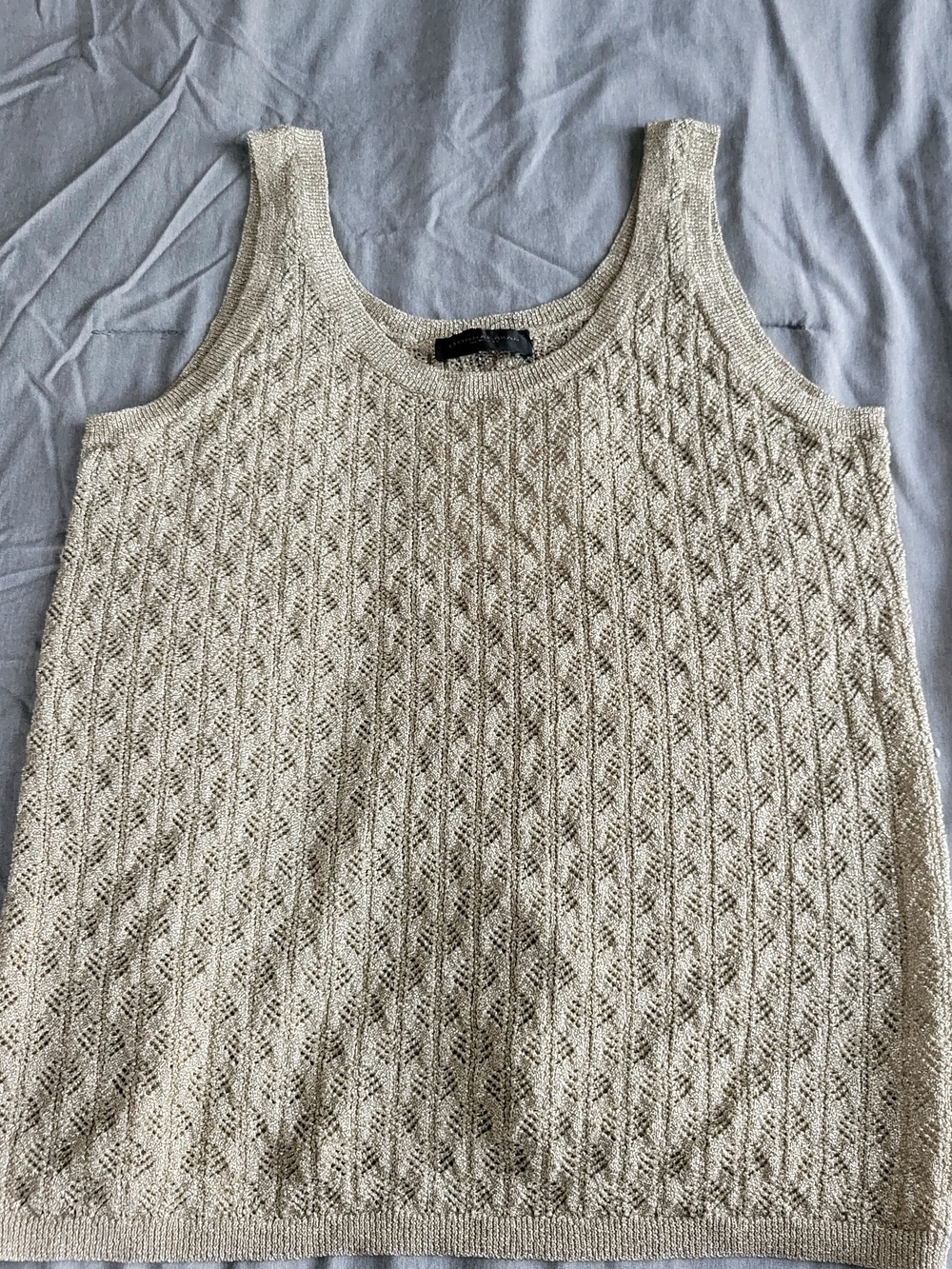 Donna Karan Metallic Knit Top in Light Gold